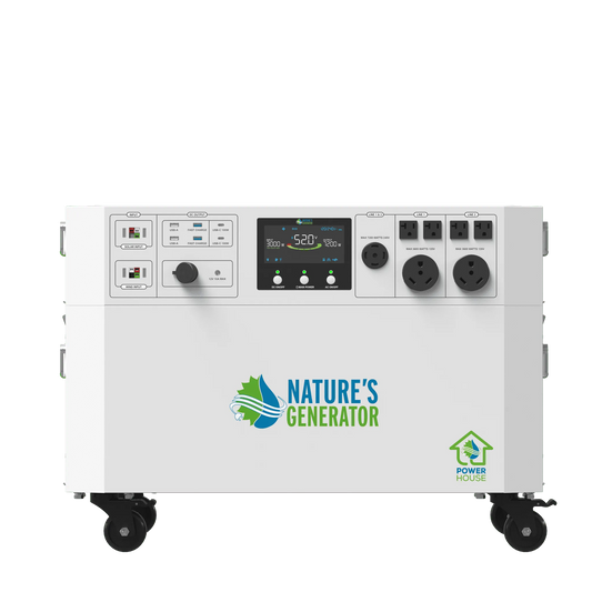 Product_White power generator with 'Nature's Generator' logo on a white background