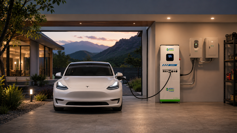 Can you charge an electric vehicle with a solar generator? Learn how Level 1 and Level 2 emergency off-grid charging works with the Nature's Generator MyGrid 10K.