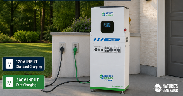 Standard vs. Fast Charging: Analyzing 120V vs. 240V Input on the MyGrid 10K