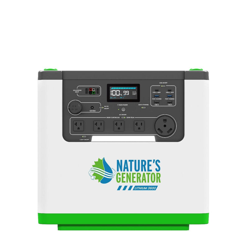 Lithium 3600 - Product 
Solar and Wind Energy Power Station Lithium 3600 Front - Nature's Generator 5