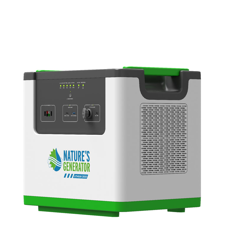 Nature's Generator Lithium 3600 Power Pod - Product - Portable power station with 'Nature's Generator' branding on a white background 7