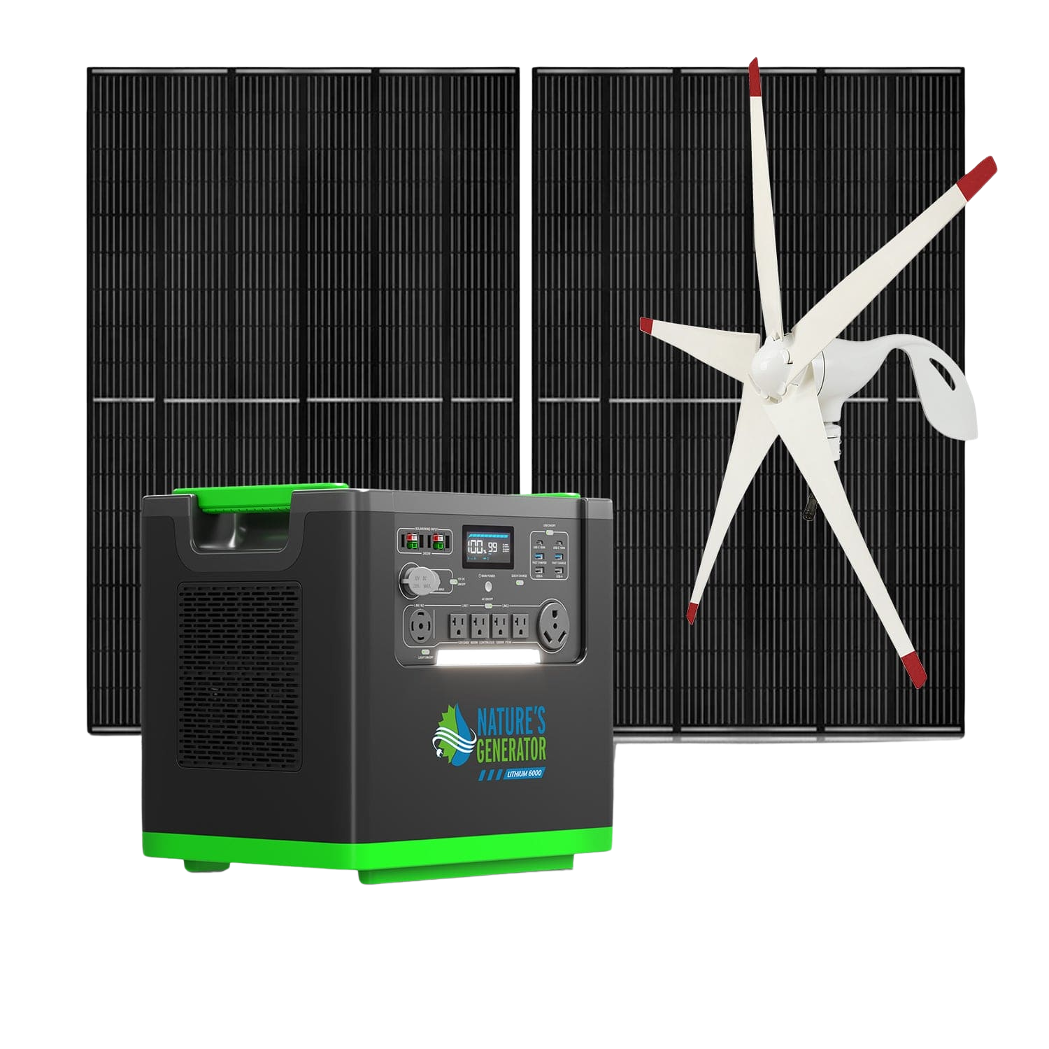 Nature's Generator Lithium 6000 with Solar Panels and Wind Turbine