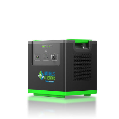Product 
Black and green power station with 'Nature's Generator' branding on a white background