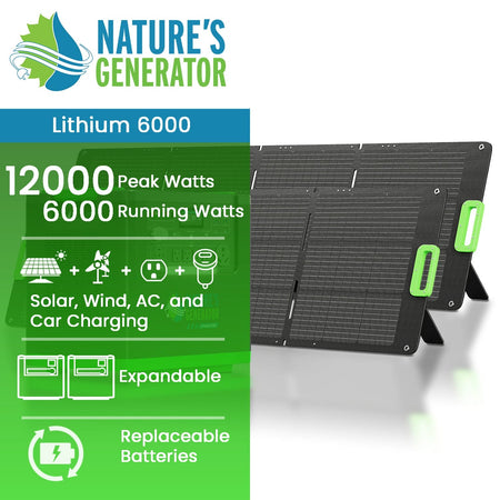 Lithium 6000 and 2x 200W Folding Solar Panel Hover Image