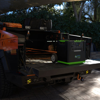 Scene 
Portable power station on a truck bed with trees in the background