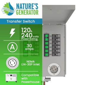 Nature's Generator 12 - Circuit 120/240V 30A Non - Automatic Power Transfer Switch - Nature's Generator