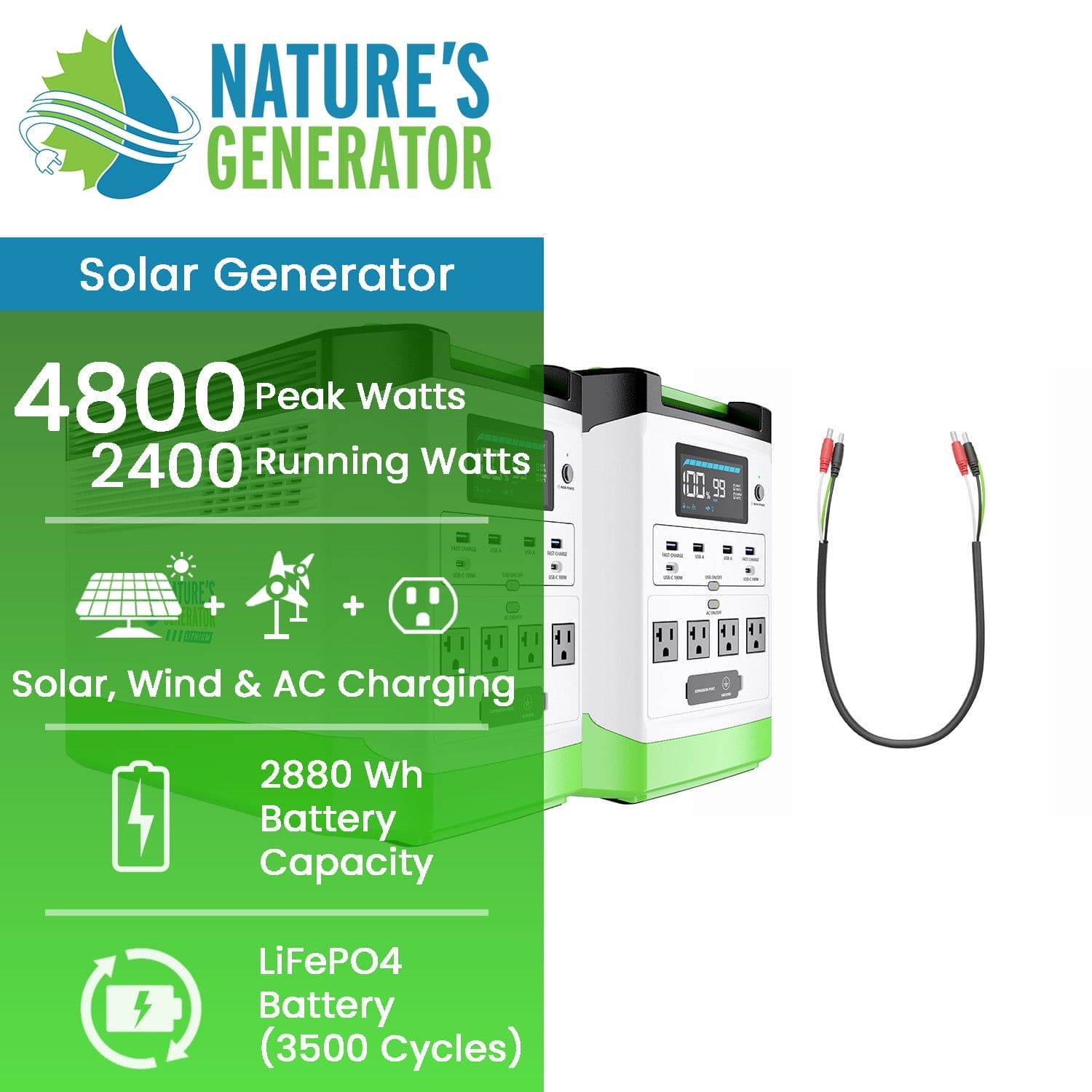 Nature's Generator Lithium 1800 Combo - Nature's Generator